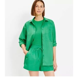 LOFT Poplin Oversized Pocket Shirt- Juicy Lime
